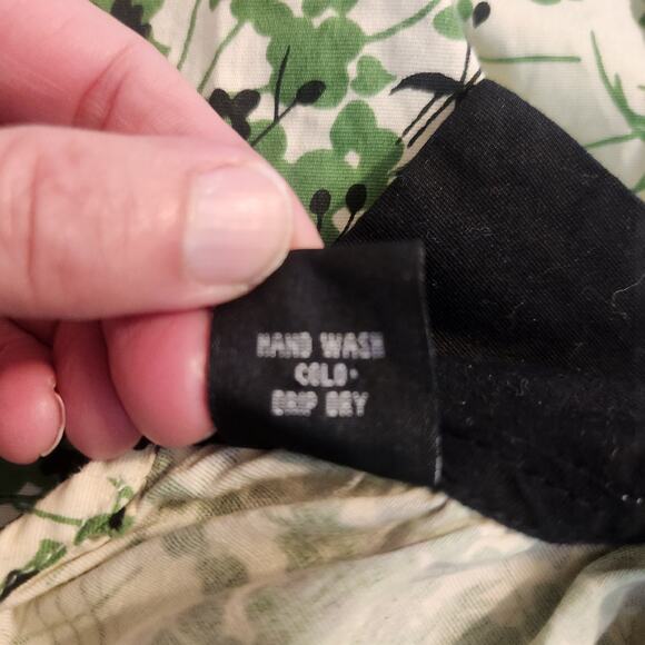 Angie Dress Sz Large Juniors Mini Collar Green Cream Floral Preppy Fairy Y2K Bow - Picture 13 of 16